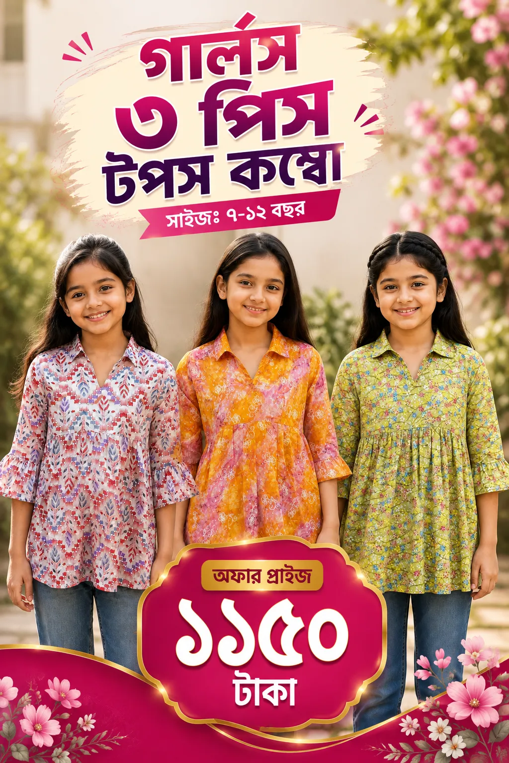 Girls Tops 3 Pcs Combo MGTC-402