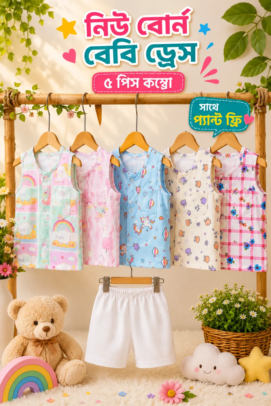 Newborn Boy Kids Dress 5 Pcs Combo MKNBDC-952
